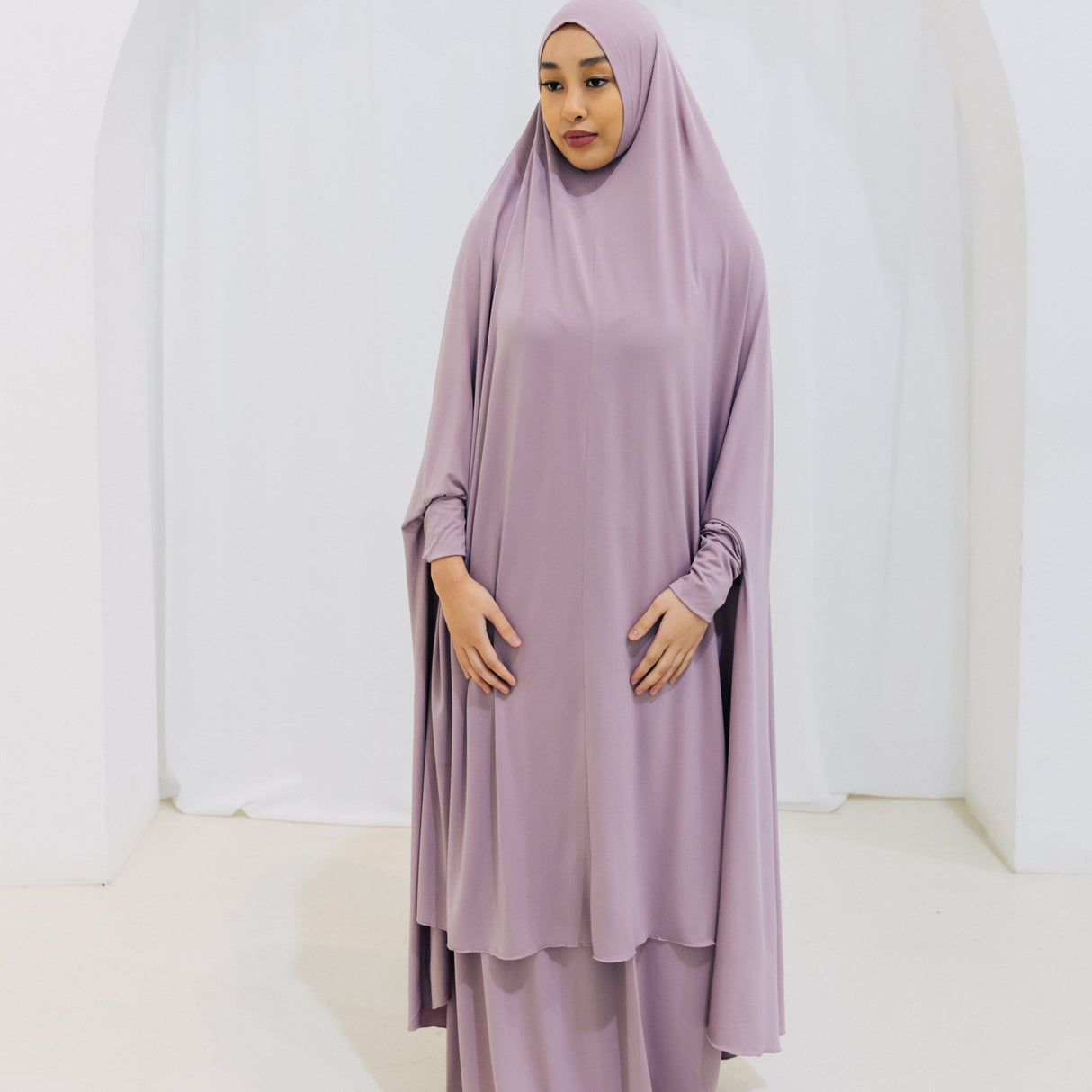 Premium XL Jilbab Sleeved PASTEL PURPLE