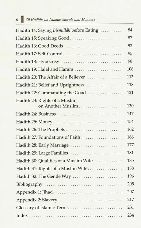 Thirty Hadiths on Islamic Morals and Manners