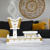 Three Piece Resin Luxury Bakhoor Burner set - White