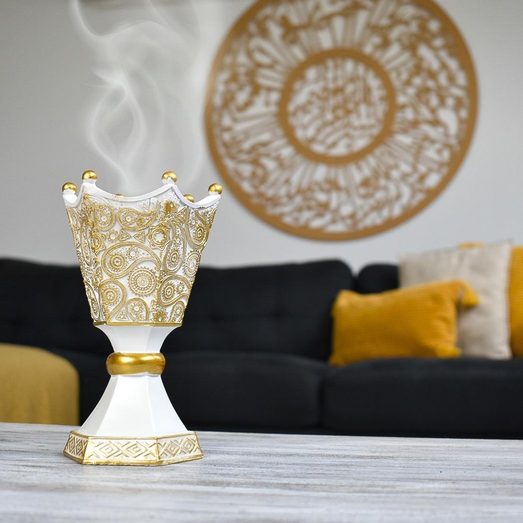 Luxury Burner Incense Bakhoor Resin 17cm - White