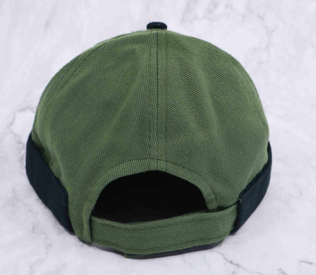 Adjustable Hat Brimless Cap - Green with Black Cuff