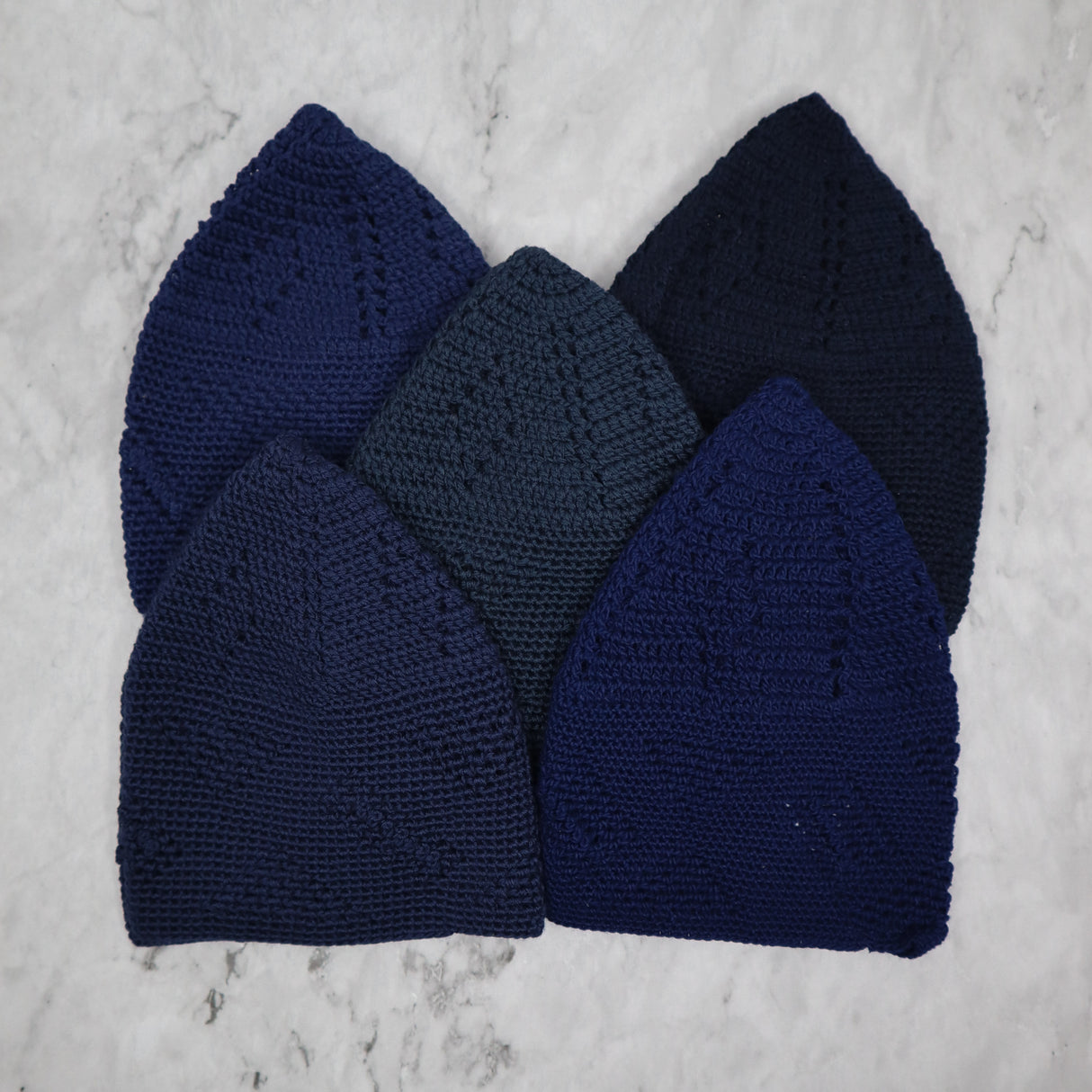 Men's Crochet Knit Kufi Cap - NAVY