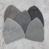 Men's Crochet Knit Kufi Cap - GREY