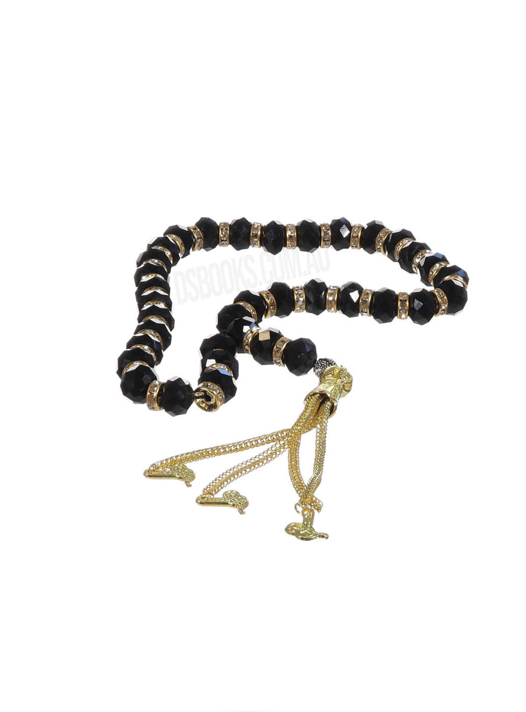 Deluxe Black and Crystal Gold Tasbih