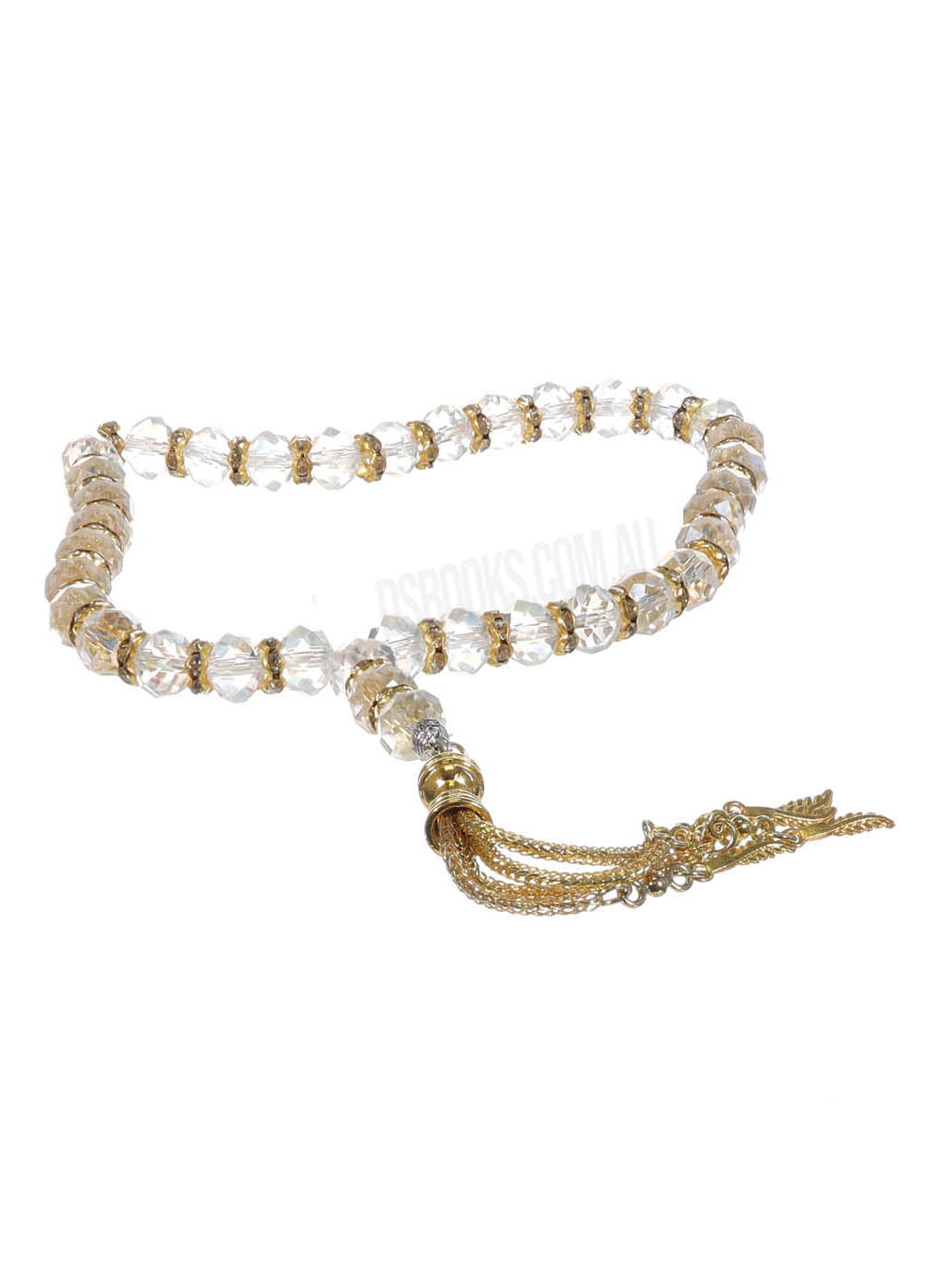 Deluxe Clear Crystal and Gold Tasbih