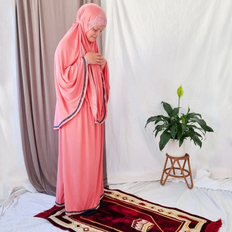 Girls 2 Piece Prayer Outfit Plain - Pink
