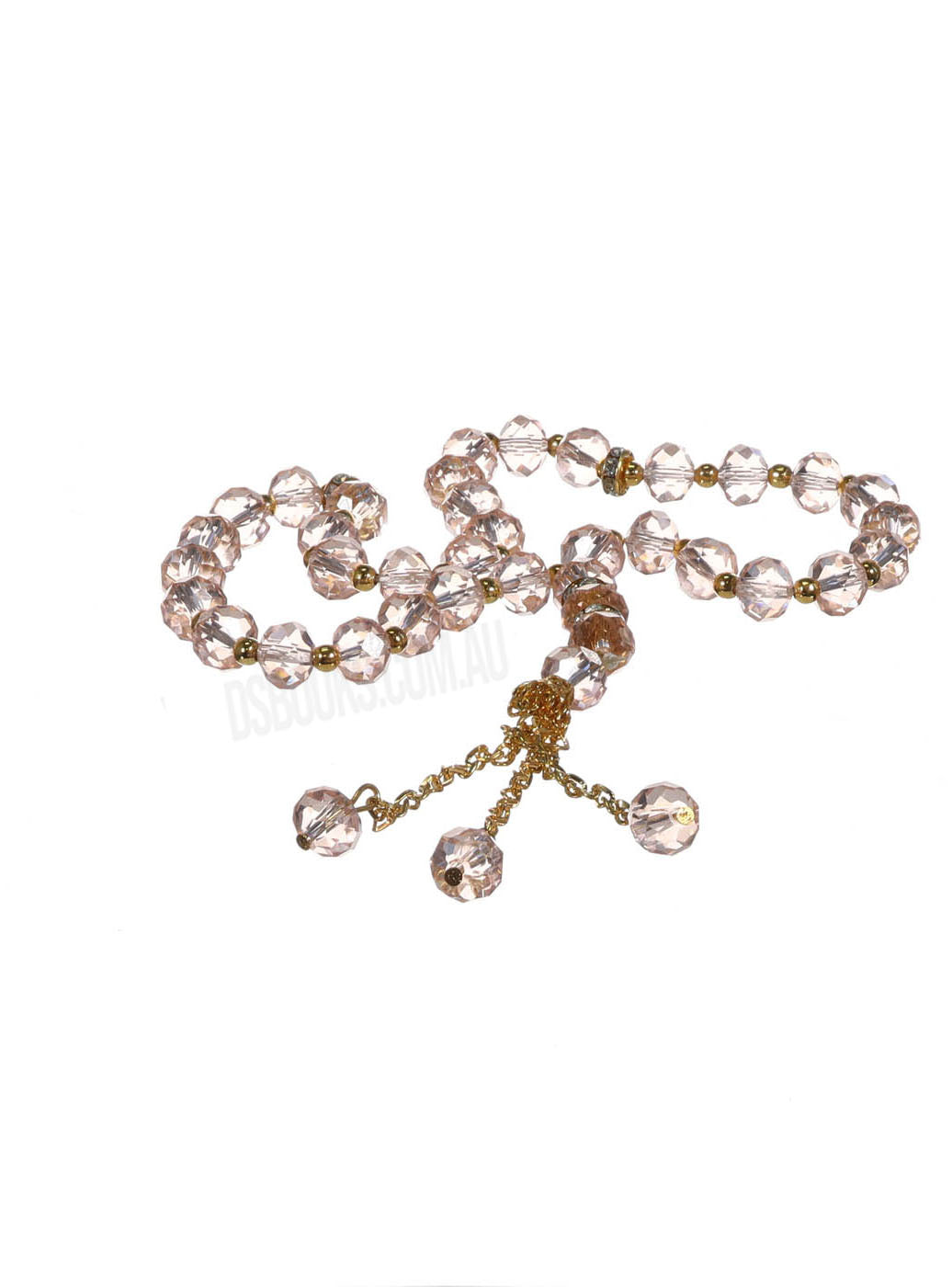 Deluxe Crystal Light Pink and Gold Tasbih