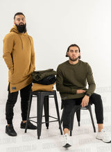 MG Daffa - Three Quarter Premium Crew Neck Sweater Kahki