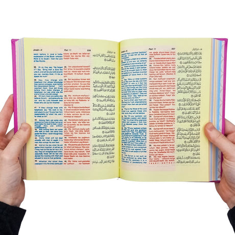 Qur'an English Translation and Transliteration Rainbow Pages - Pink