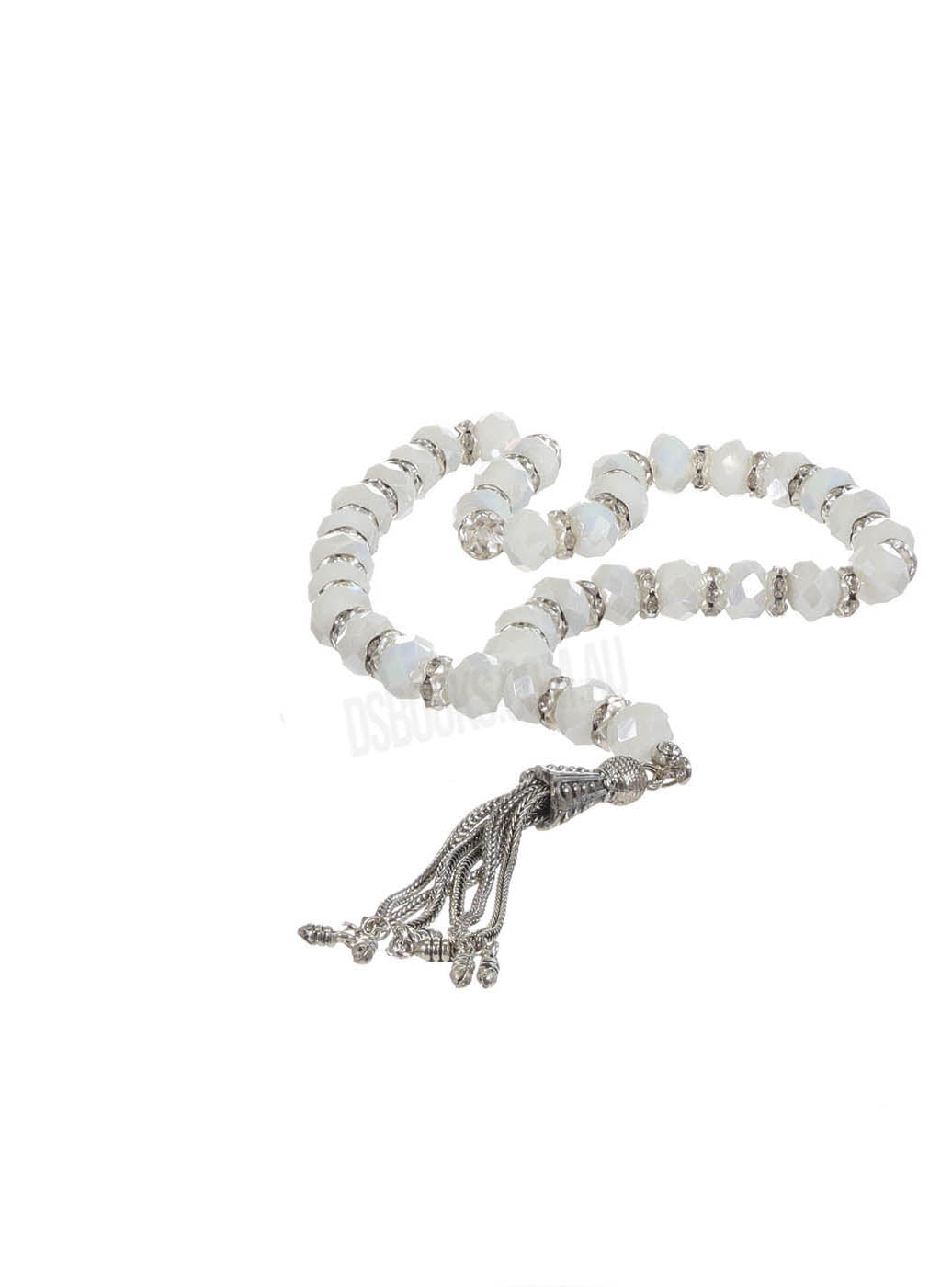 Deluxe Crystal White and Silver Tasbih